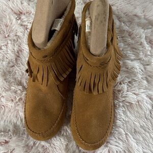 Lucky Brand Brown Fringed Moccasins